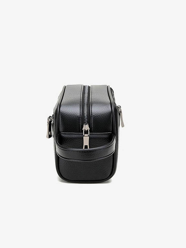 Premium Soft Leather Men's Travel Toiletry Bag – Luxury Cosmetic & Wash Pouch