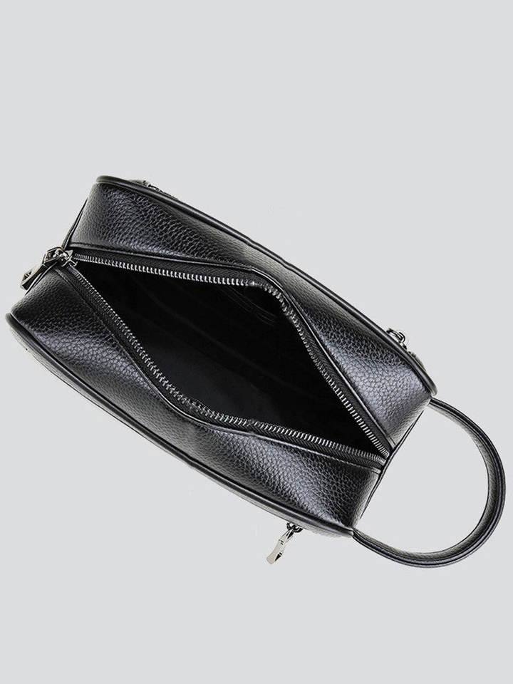 Premium Soft Leather Men's Travel Toiletry Bag – Luxury Cosmetic & Wash Pouch