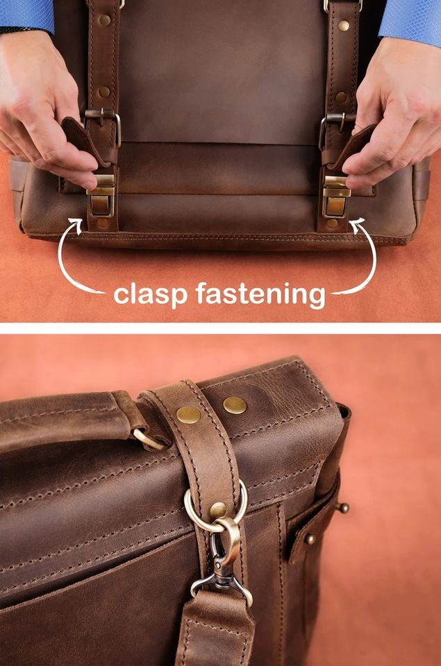 Premium Leather Messenger Bag – Laptop Briefcase & Office Satchel