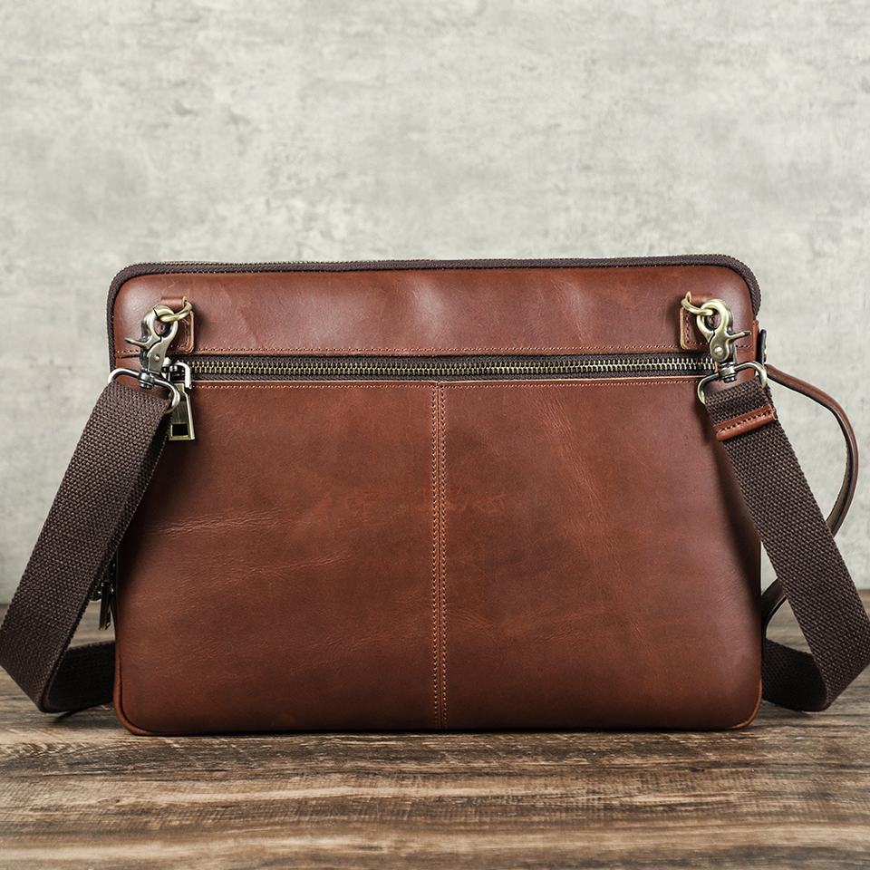 Premium Genuine Leather 14‑Inch Laptop Sleeve & Shoulder Bag with Carry Handle