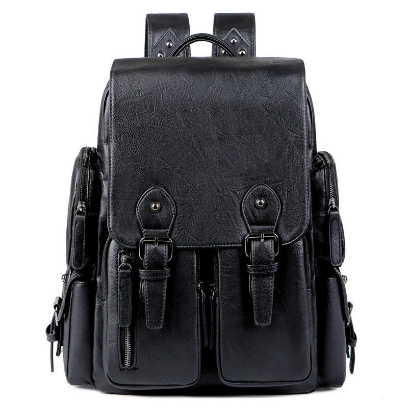 Vintage PU Leather Laptop Backpack – Large Capacity Travel & Business Companion