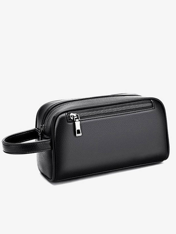 Premium Soft Leather Men's Travel Toiletry Bag – Luxury Cosmetic & Wash Pouch