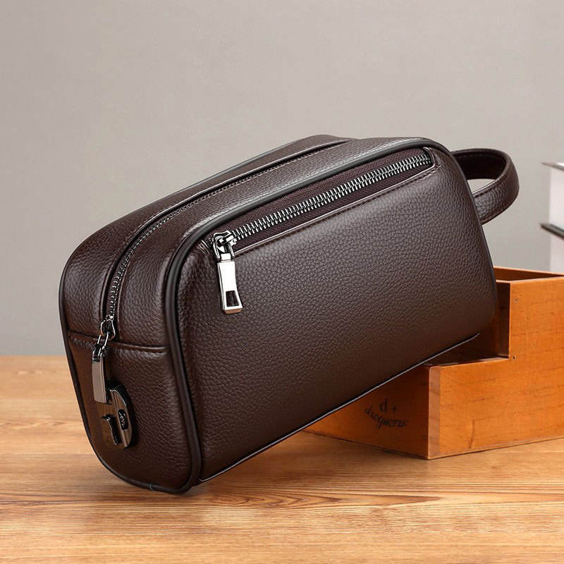 Premium Soft Leather Men's Travel Toiletry Bag – Luxury Cosmetic & Wash Pouch